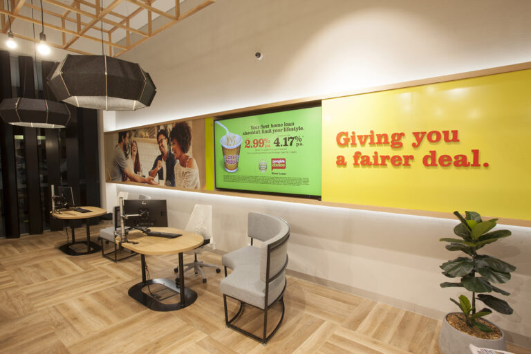 Wall Signage and Seating Area at People's Choice Bank in Knox