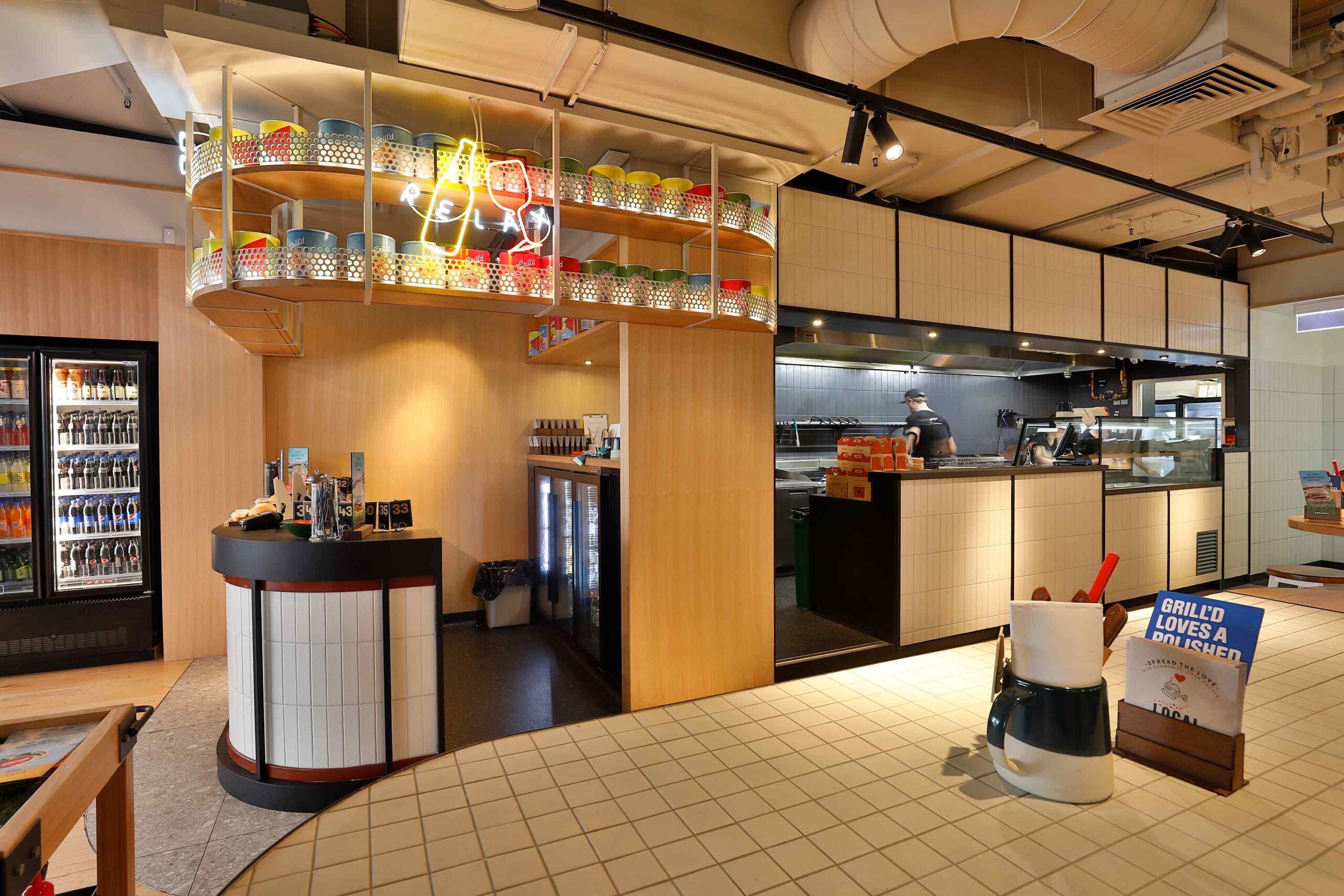 Grilld Whitford City Restaurant front Desk and back Kitchen view