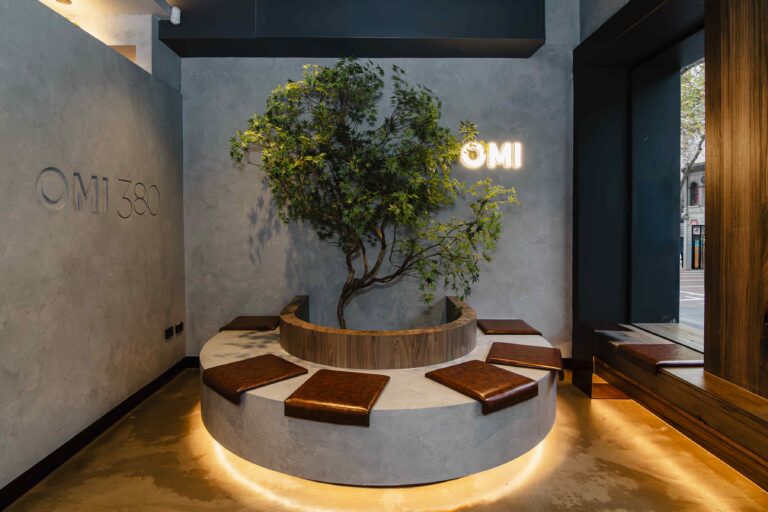 OMI 380 Melbourne Restaurant Shopfitting Signage and Custom Tree Feature