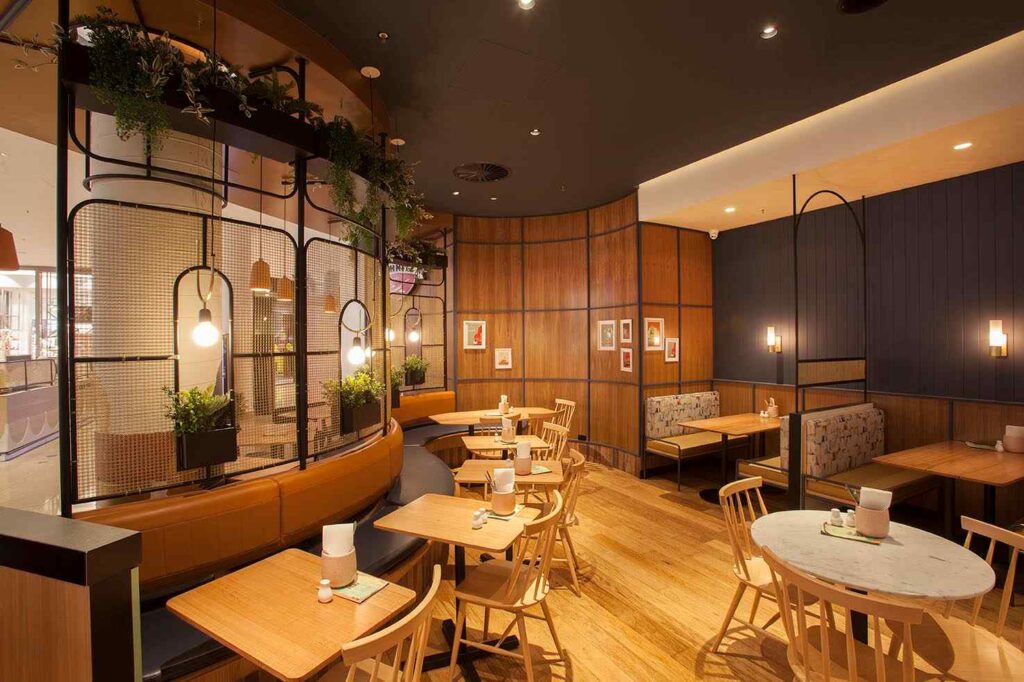 Schnitz Chadstone dining area fitout by Shape Shopfitters