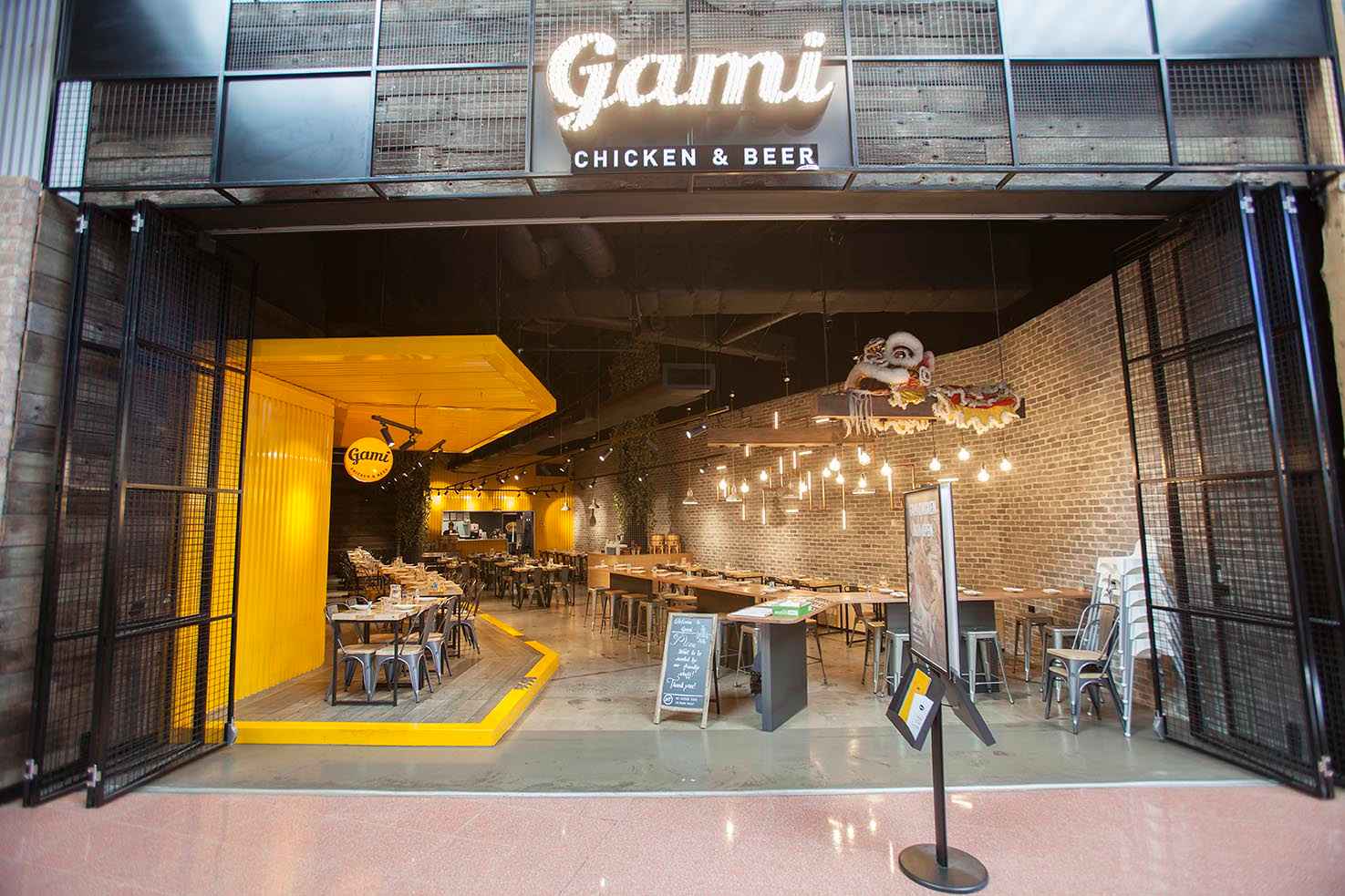 Gami Chicken Burwood Brickworks Hospitality Fitout Entrance with Signage
