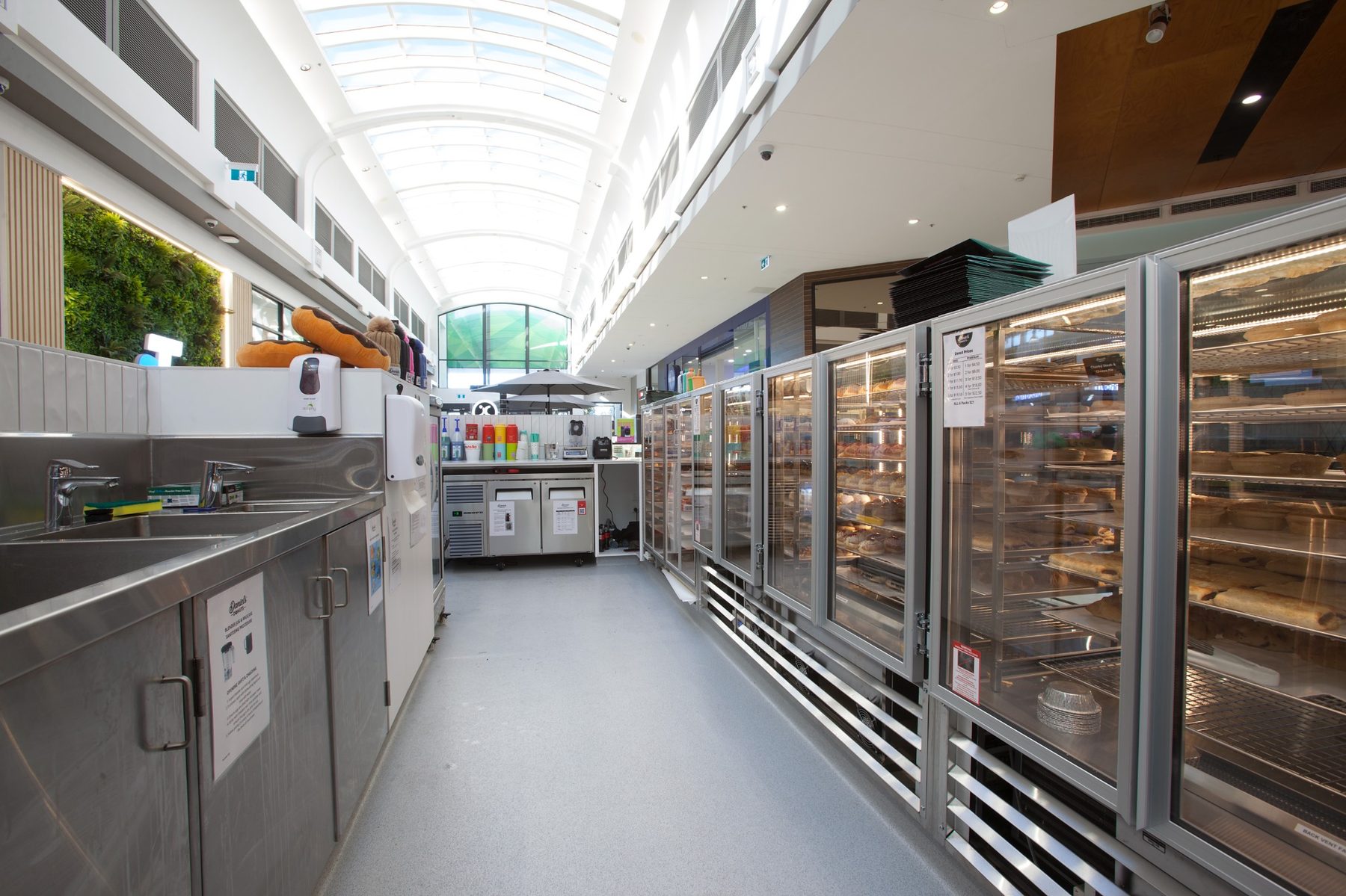 Commercial kitchen and back-of-house fitout for Daniels Donuts at Northland Shopping Centre by Shape Shopfitters.